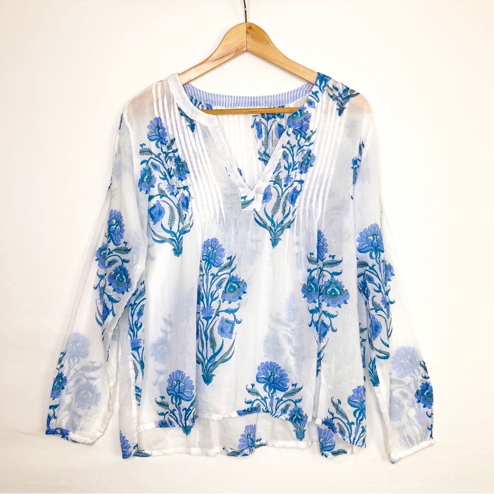 Roller rabbit, BoHo floral, pleated front tunic blouse￼